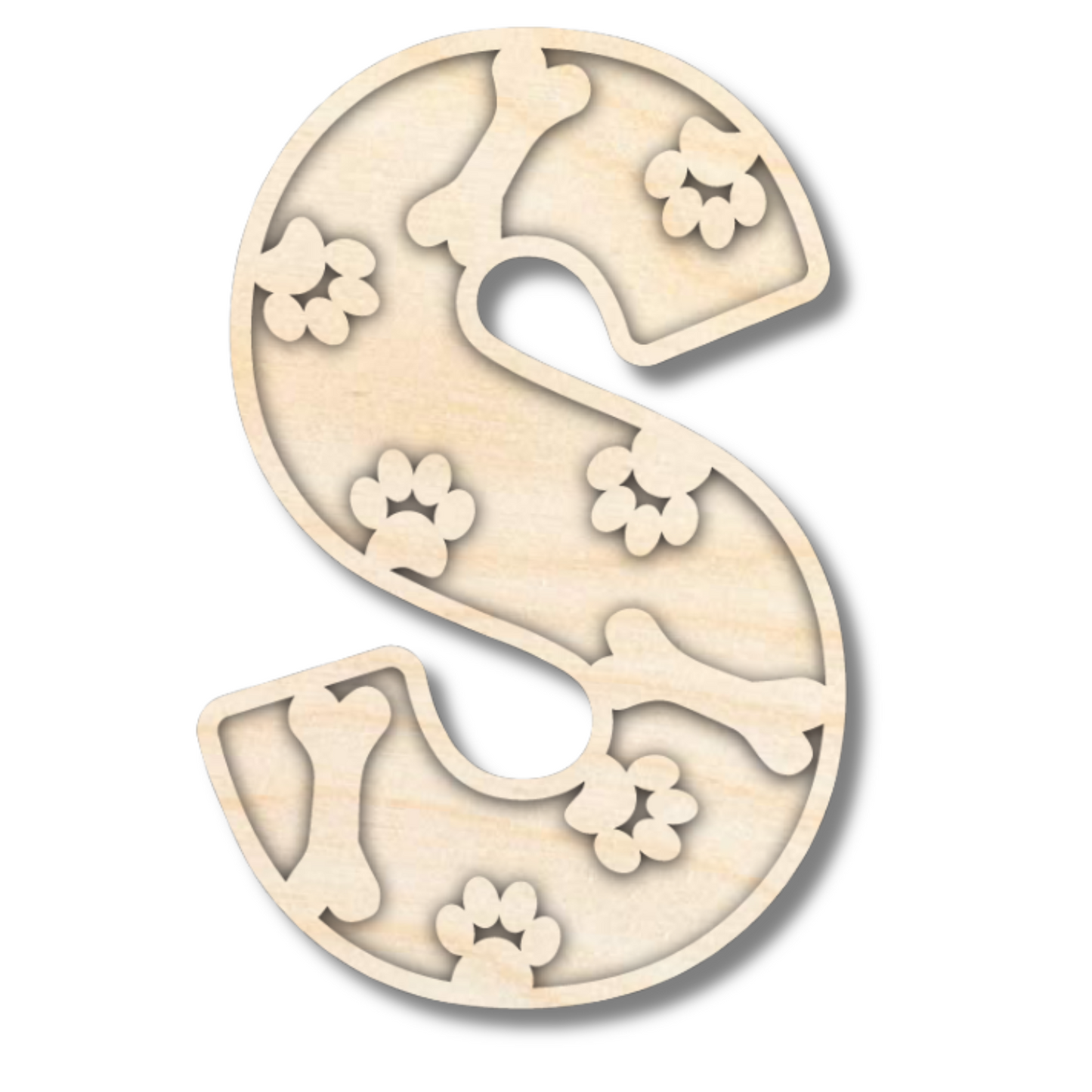 Unfinished Wood Layered Themed Letters | Paw Print | A-Z | 2 Piece | up to 24"