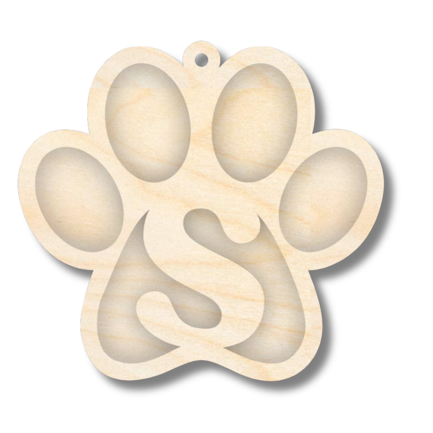 Unfinished Wood Layered Letter Paw Print Tags | A-Z | 2 Piece | 5" Wide | 1/8" Wood | Wood Craft DIY