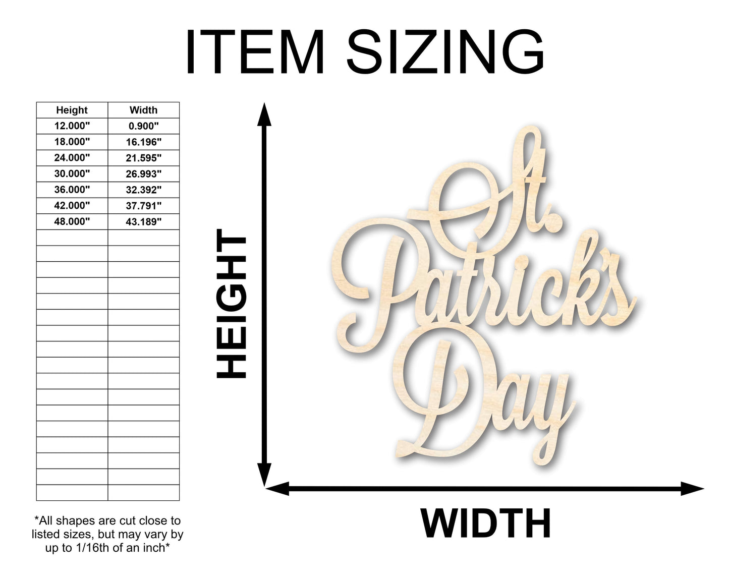 Unfinished Wood St Patricks Day Shape - Word Craft - up to 46"