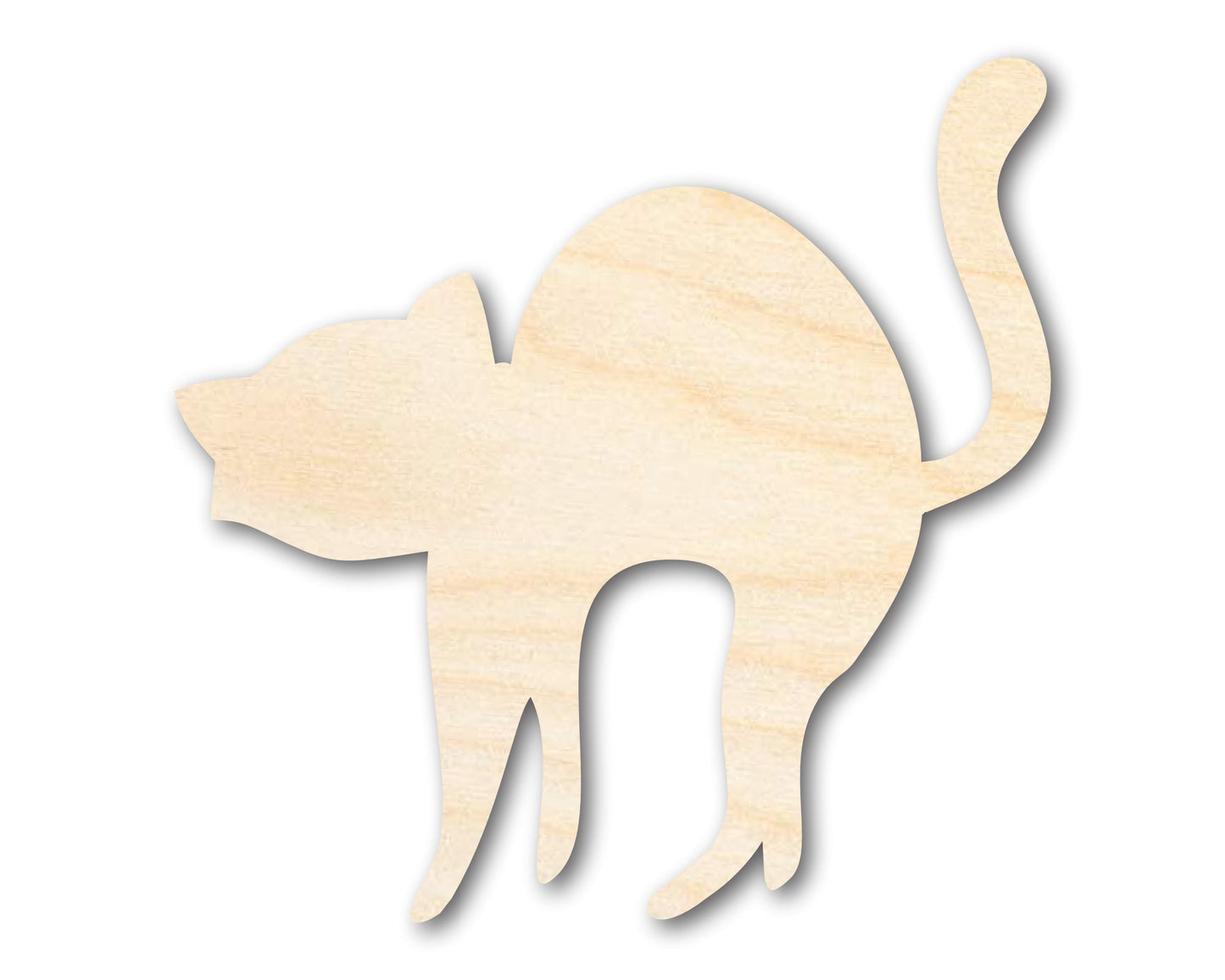 Unfinished Wood Arching Cat Shape - Craft - up to 46"