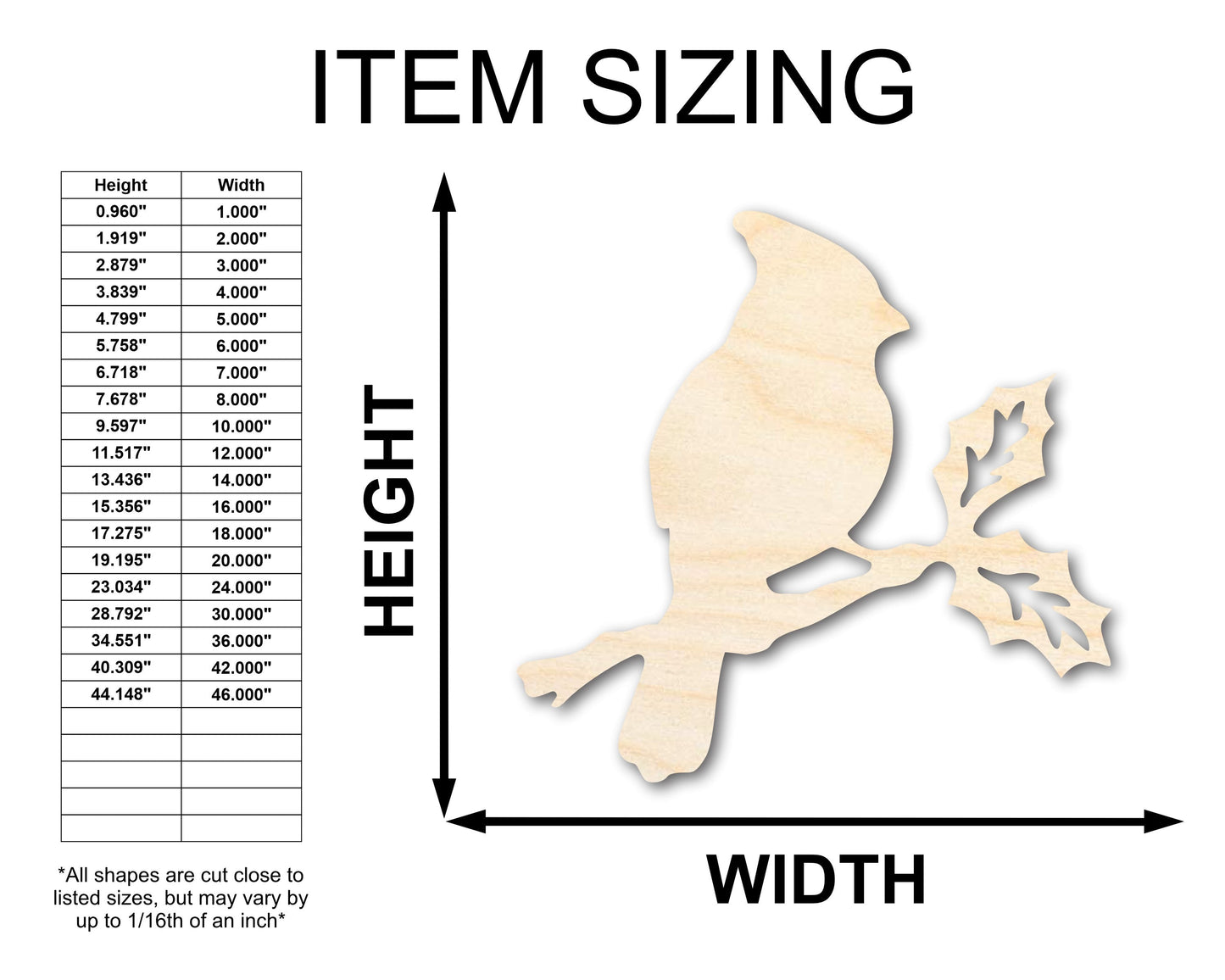 Unfinished Wood Bird on Branch Shape - Craft - up to 46"