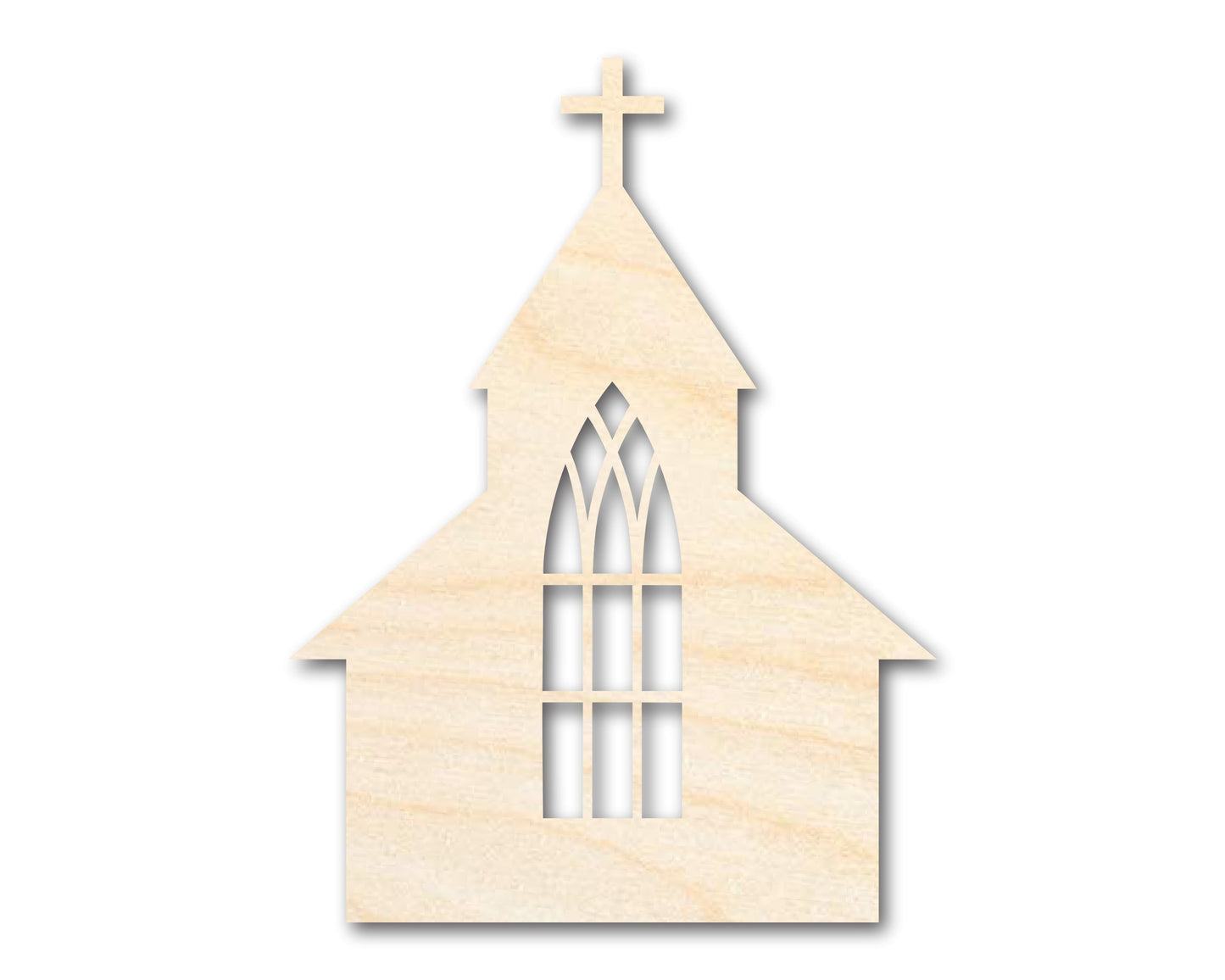 Unfinished Wood Church with Window Shape - Craft - up to 46"