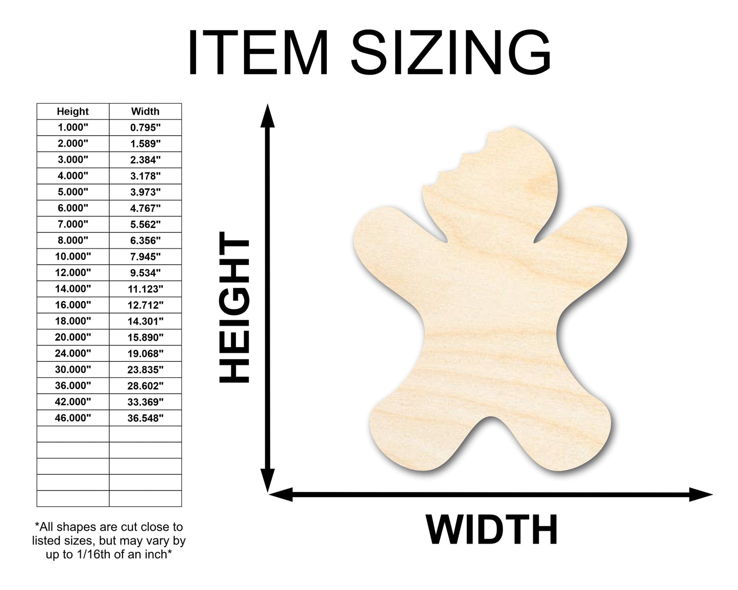 Unfinished Wood Gingerbread Bite Shape - Craft - up to 46"