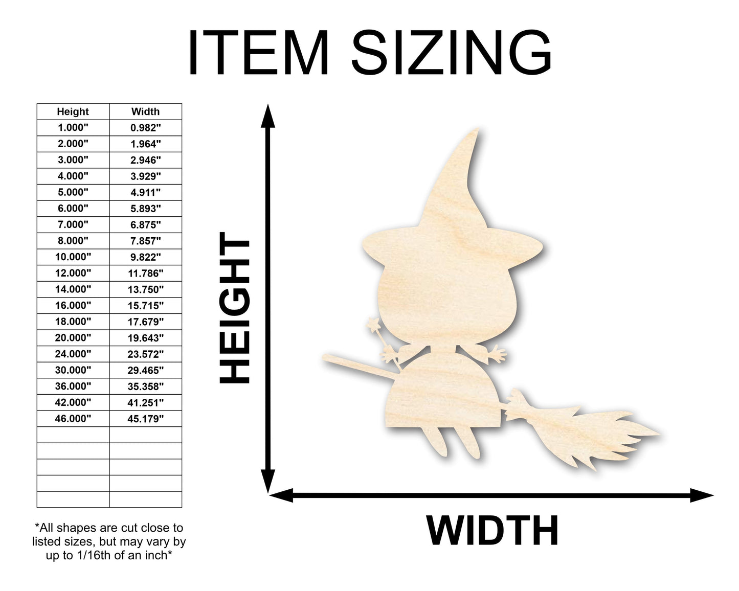 Unfinished Wood Good Witch Shape - Craft - up to 46"