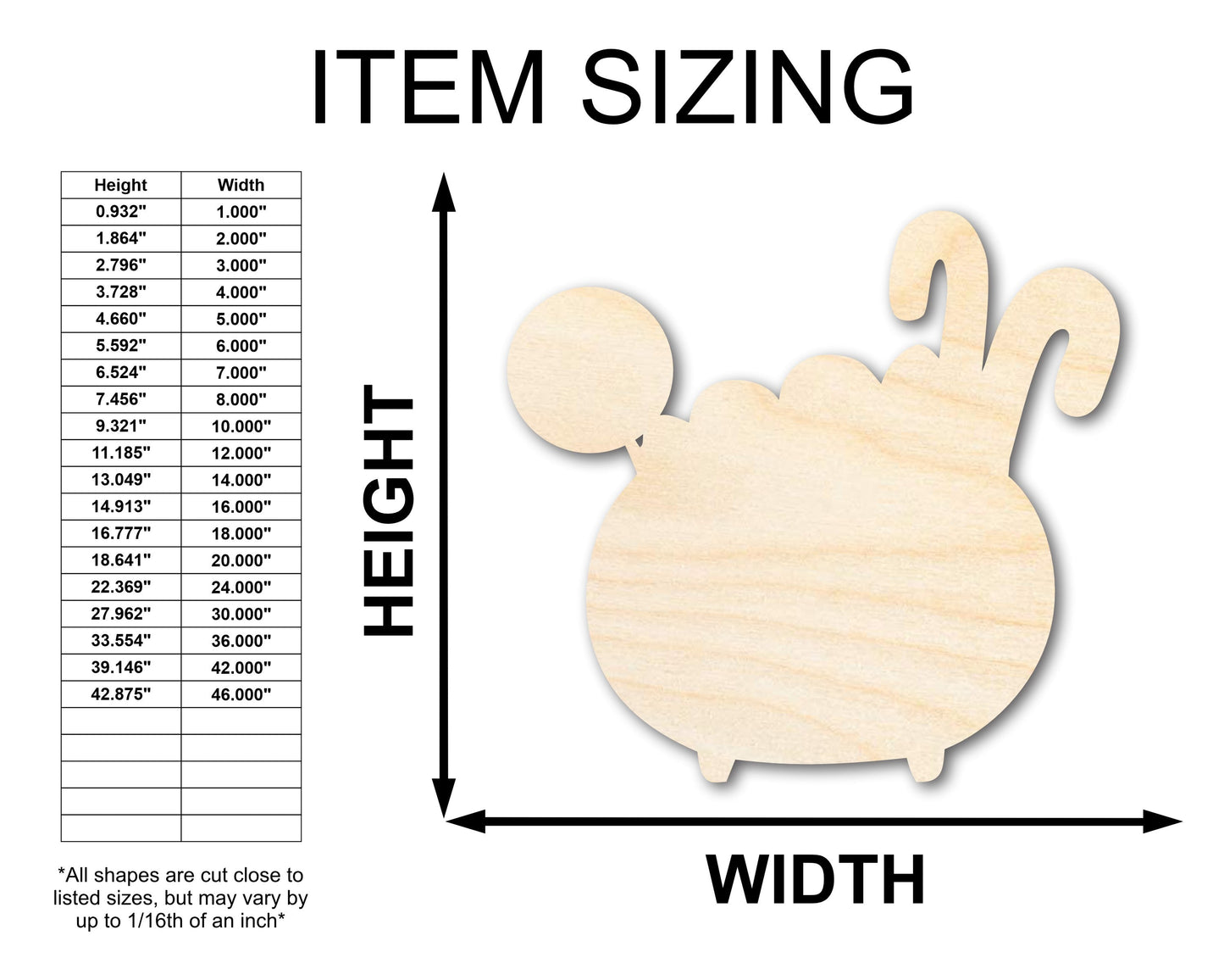 Unfinished Wood Candy Cauldron Shape - Craft - up to 46"