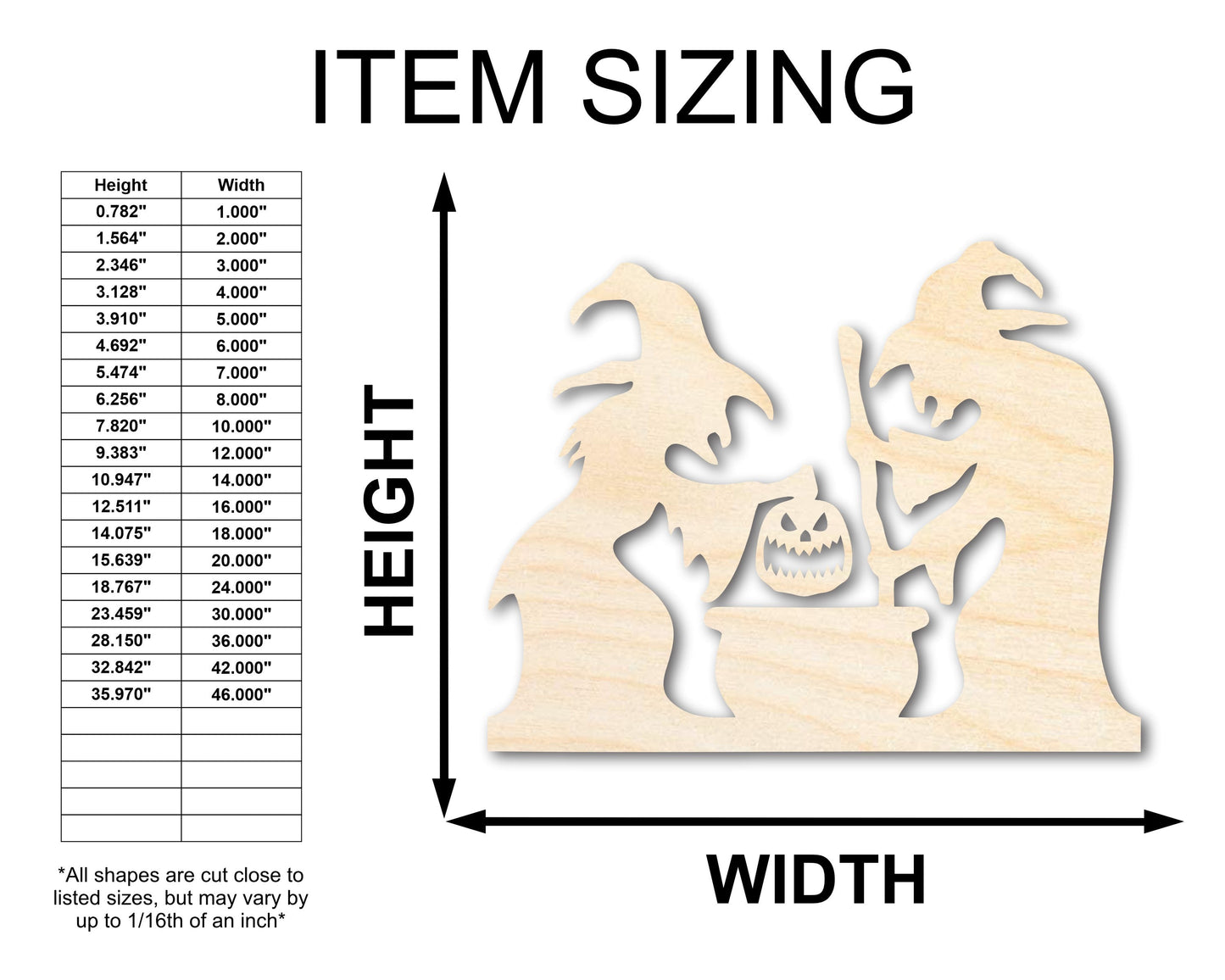 Unfinished Wood Witches Brewing Scene Shape - Craft - up to 46"