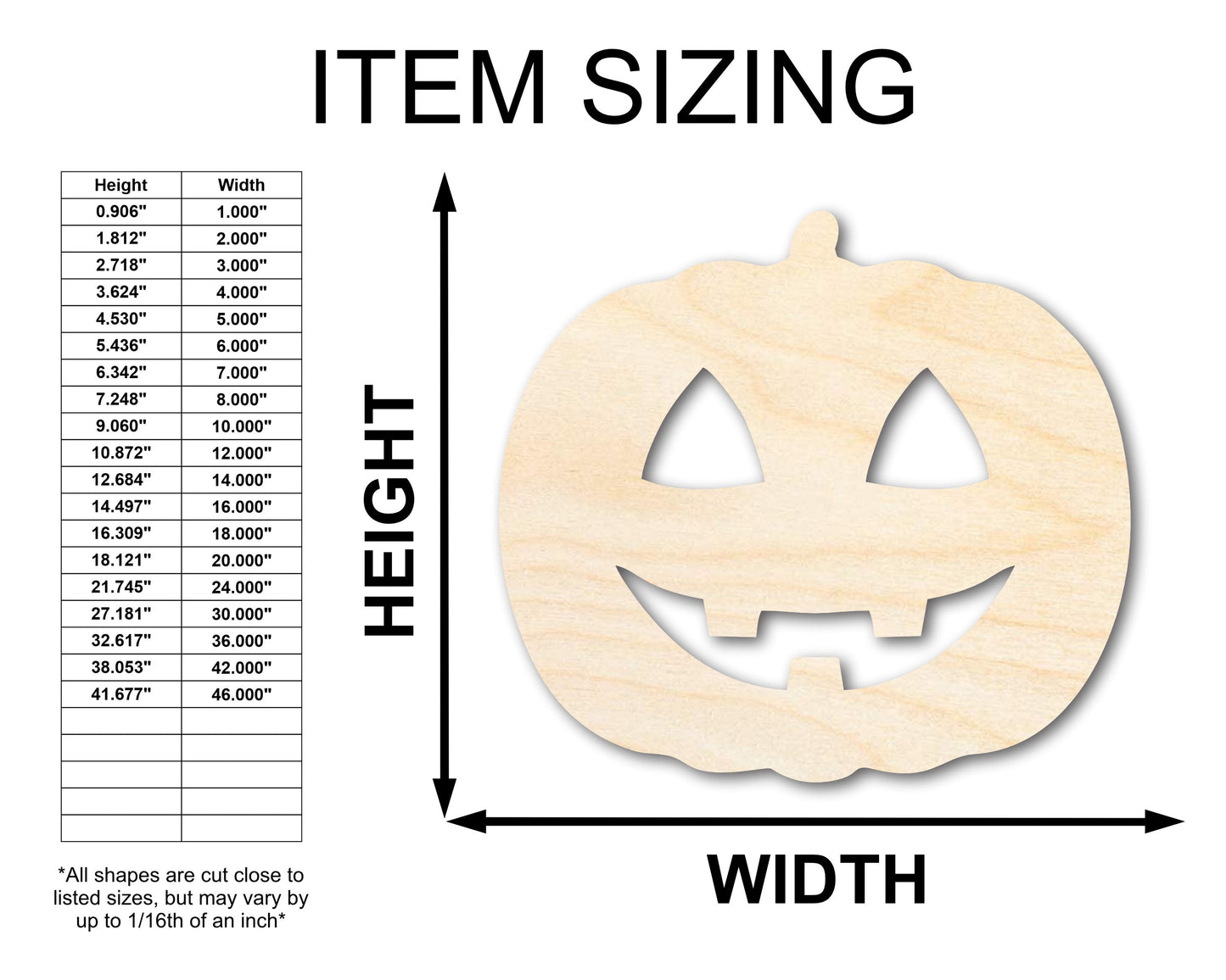 Unfinished Wood Happy Pumpkin Shape - Craft - up to 46"