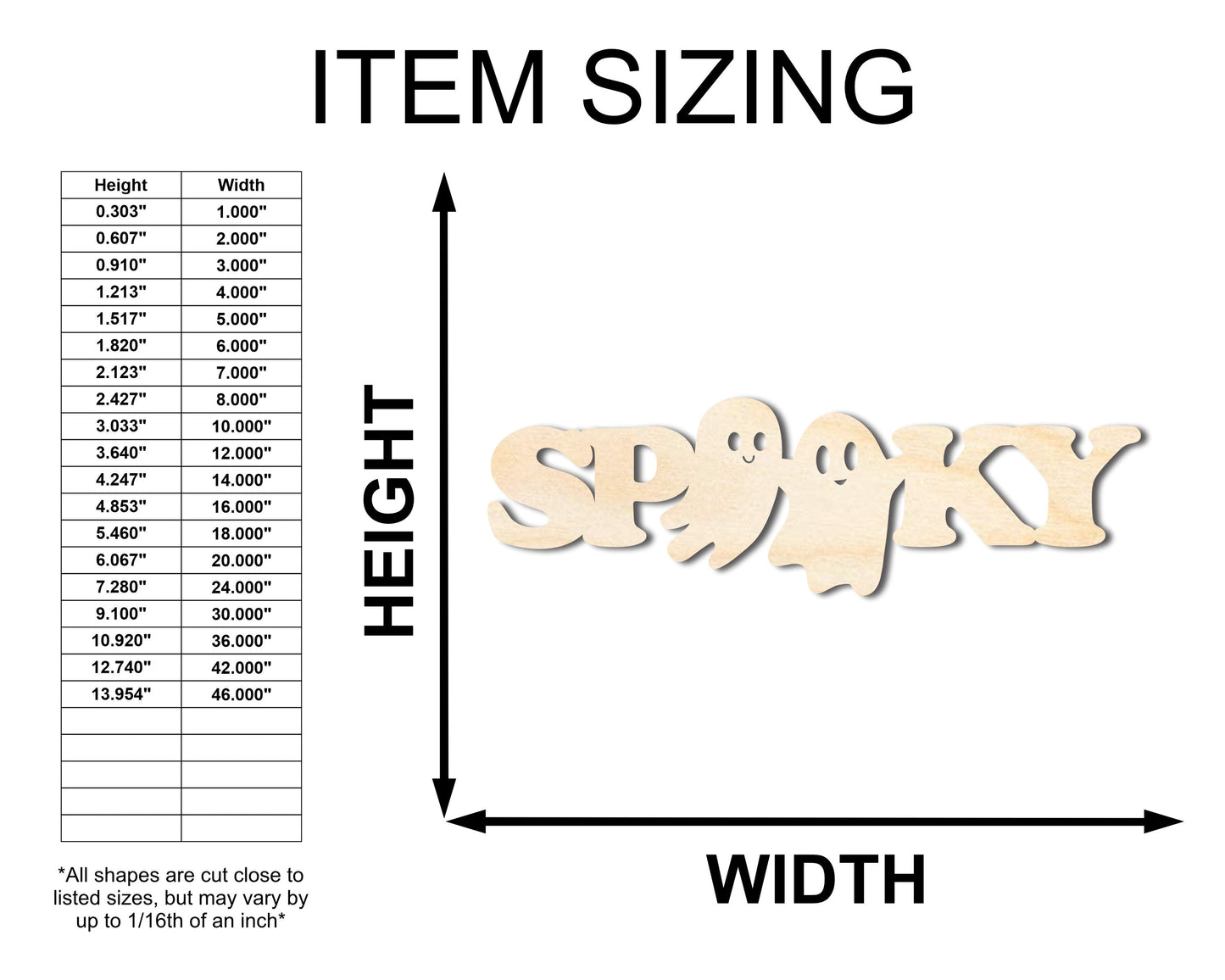 Unfinished Wood Spooky Shape - Craft - up to 46"