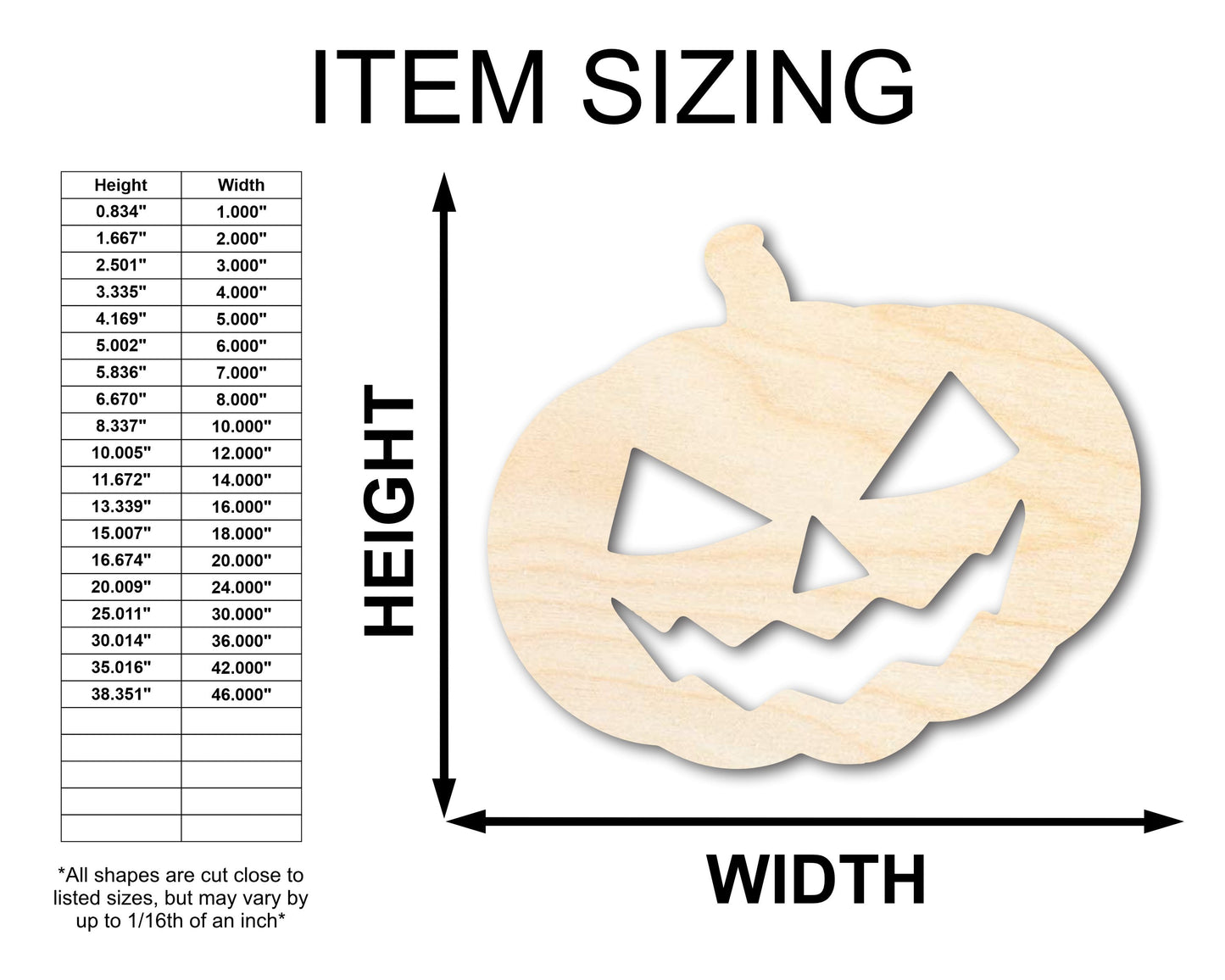Unfinished Wood Jack-O-Lantern Shape - Craft - up to 46"