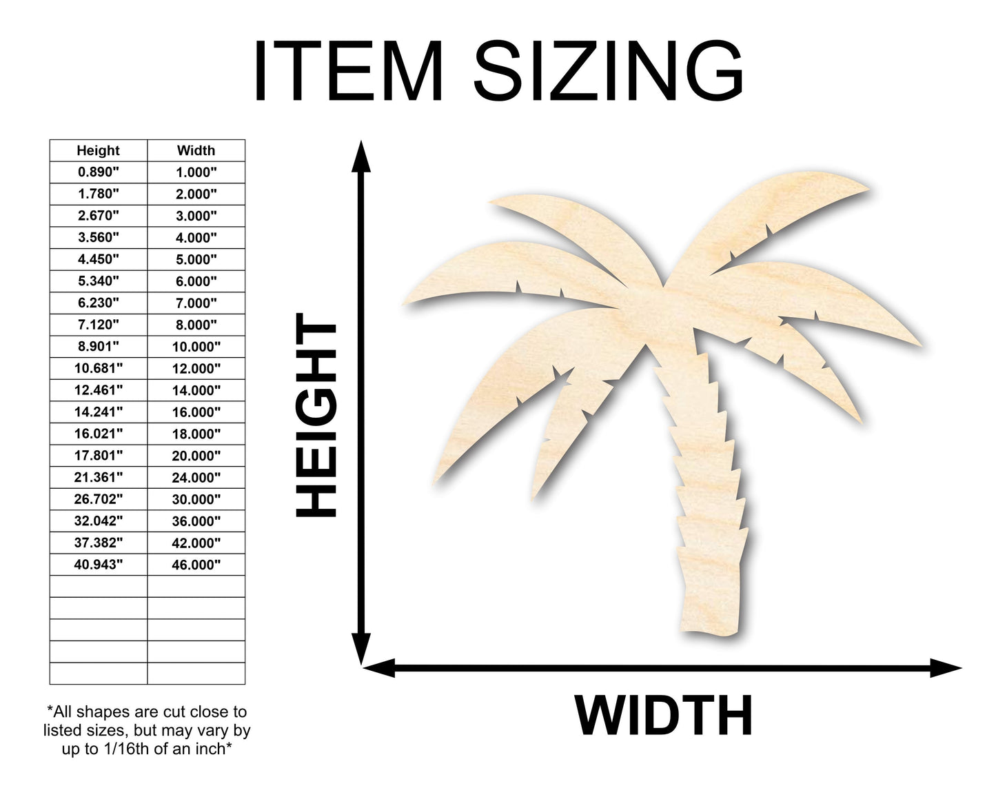 Unfinished Wood Palm Tree Shape - Craft - up to 46"