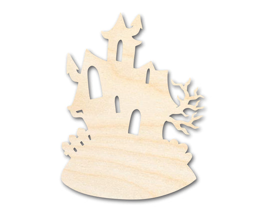 Unfinished Wood Haunted House Shape - Craft - up to 46"