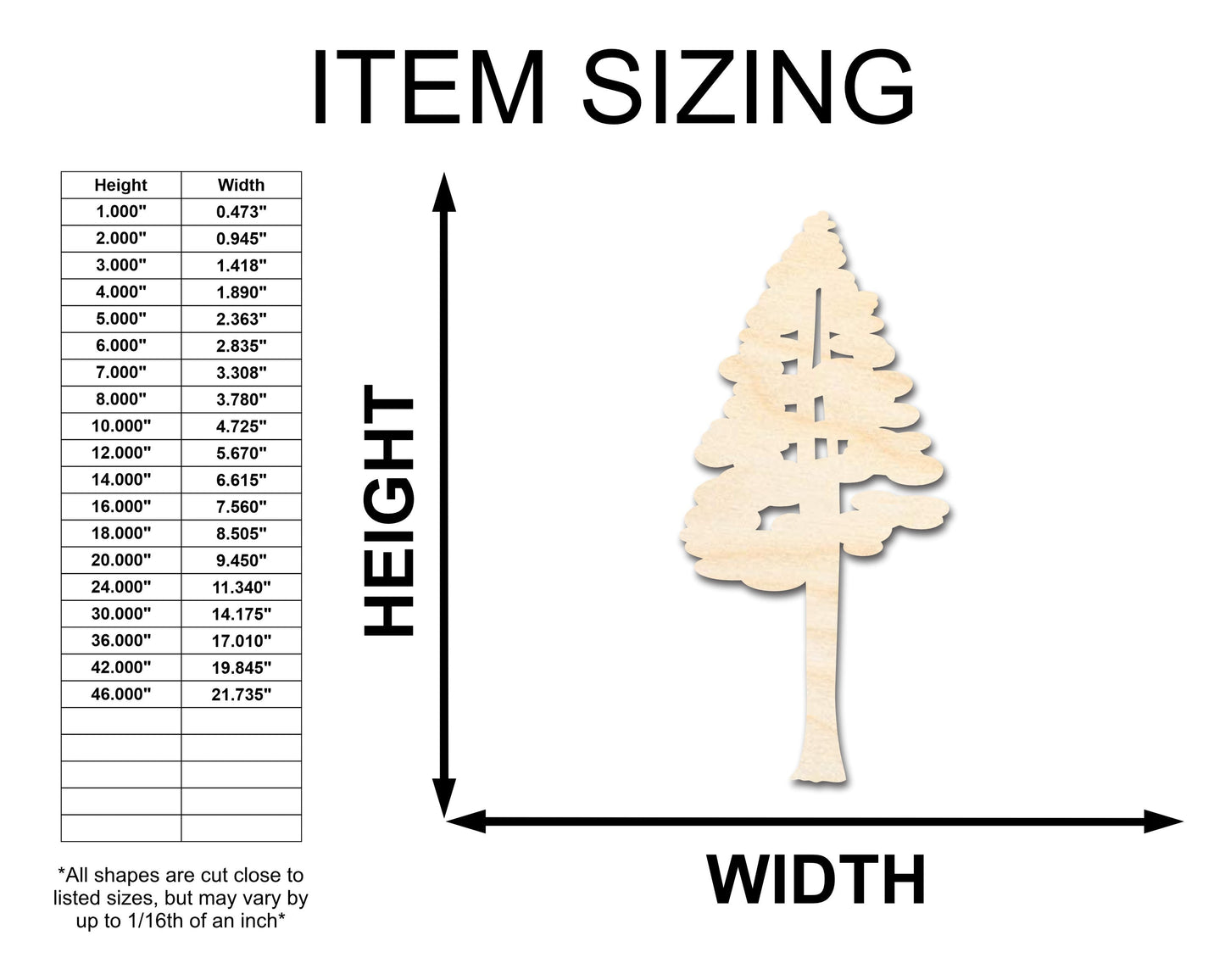 Unfinished Wood Sequoia Tree Shape - Craft - up to 46"