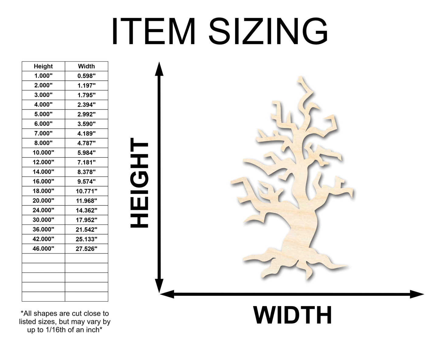 Unfinished Wood Spooky Tree Shape - Craft - up to 46"