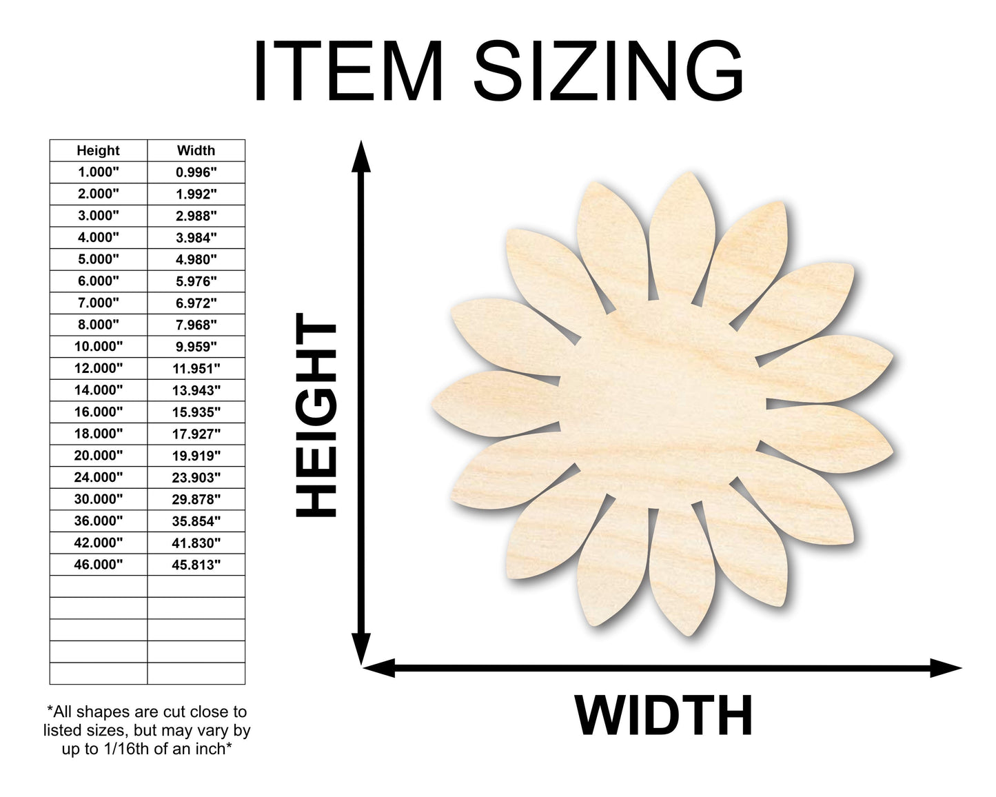 Unfinished Wood Sunflower Shape - Craft - up to 46"
