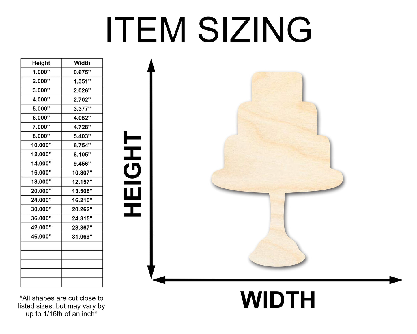 Unfinished Wood Tiered Cake Shape - Craft - up to 46"