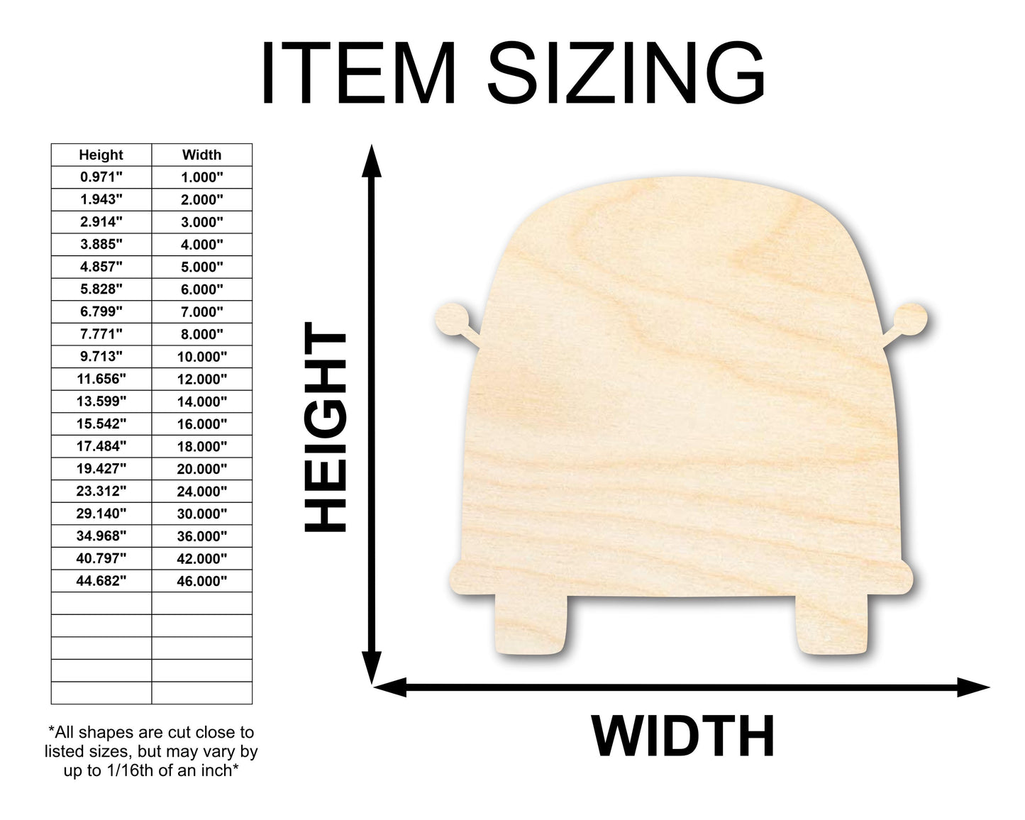 Unfinished Wood Van Shape - Craft - up to 46"