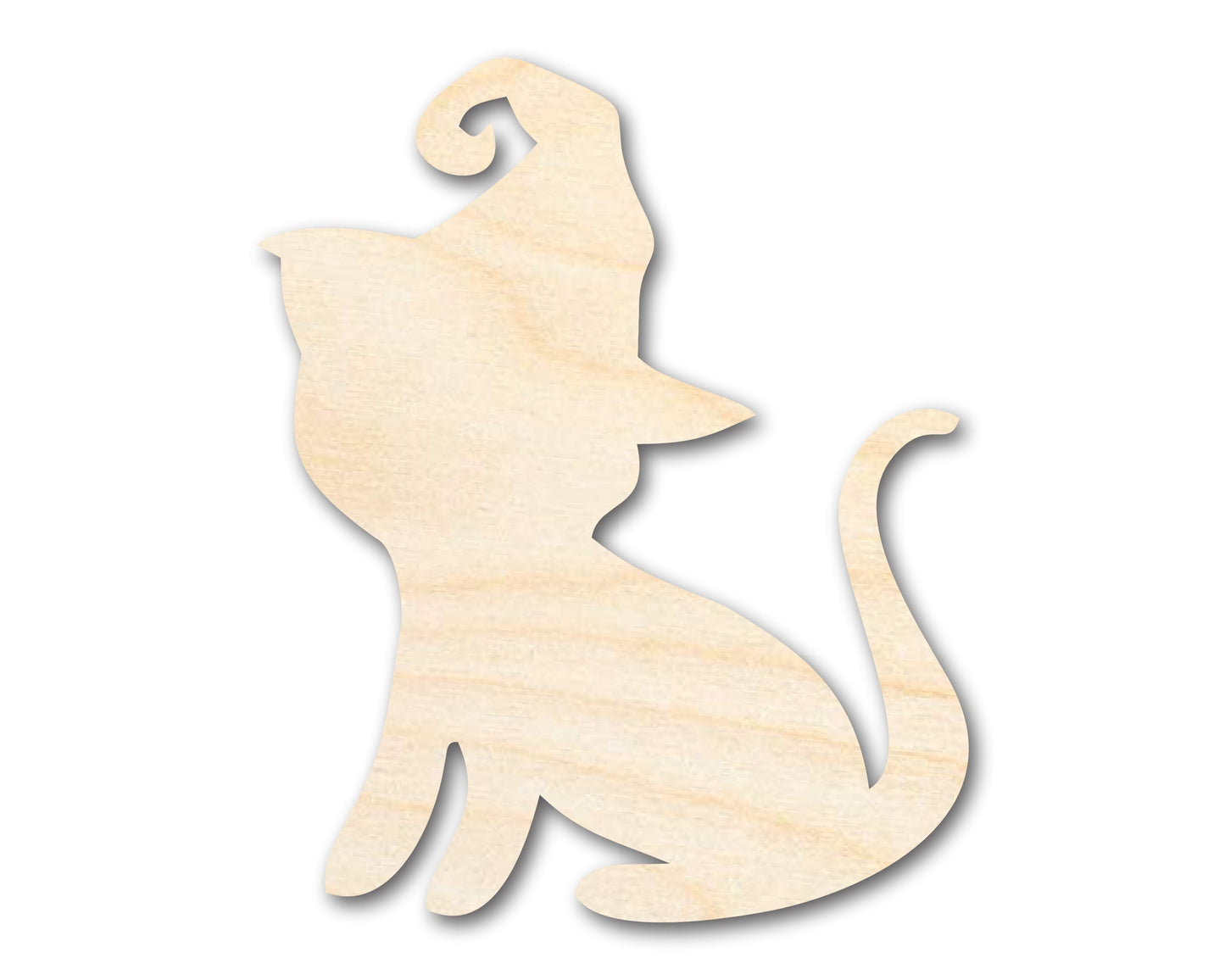Unfinished Wood Witch Cat Shape - Craft - up to 46"