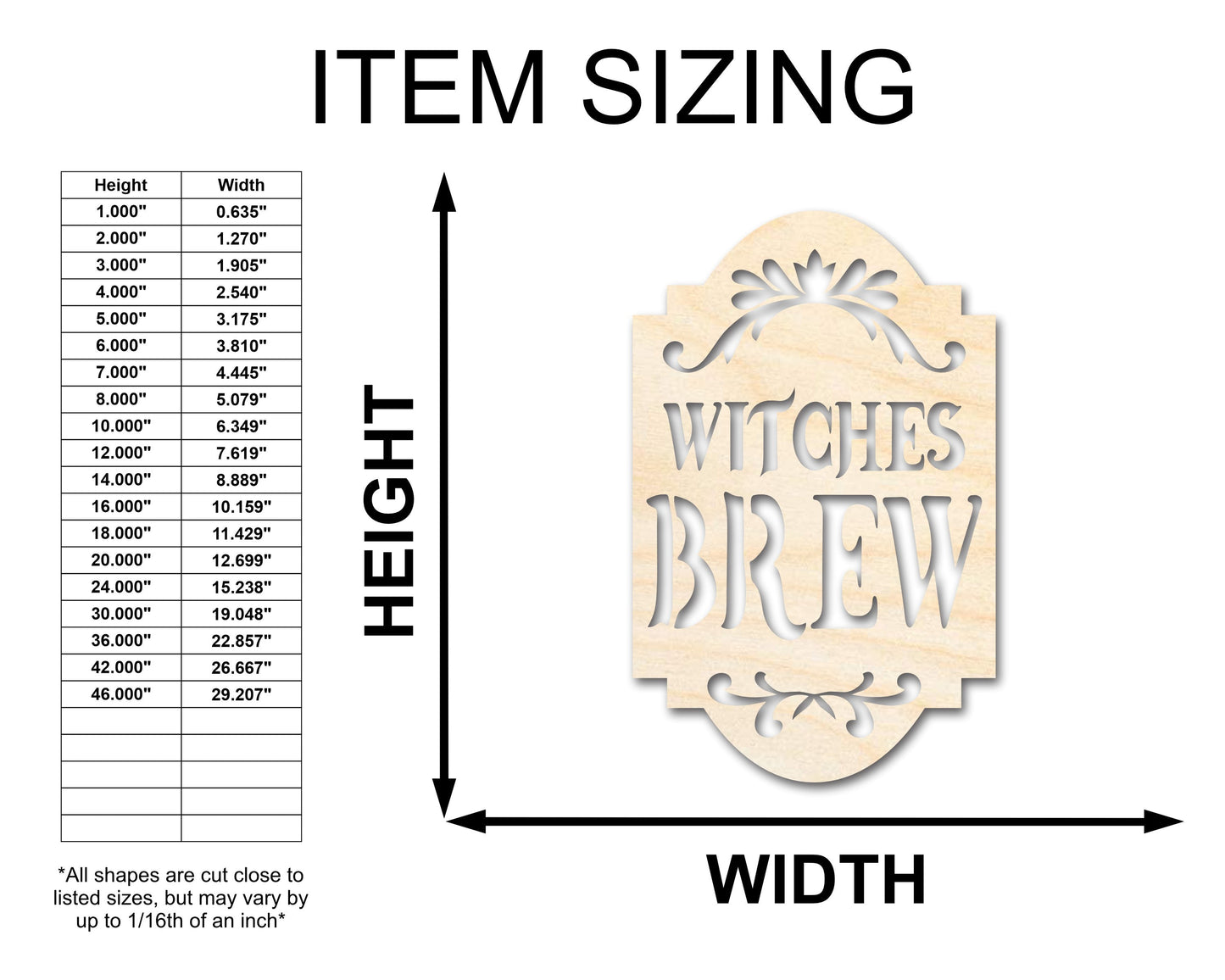 Unfinished Wood Witches Brew Shape - Craft - up to 46"