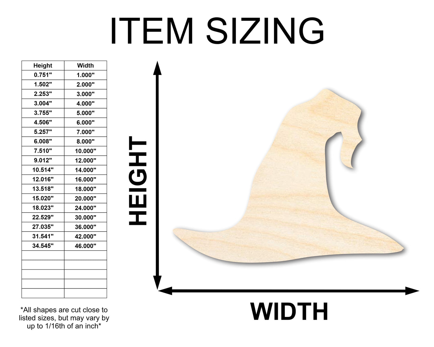 Unfinished Wood Wizard Hat Shape - Craft - up to 46"