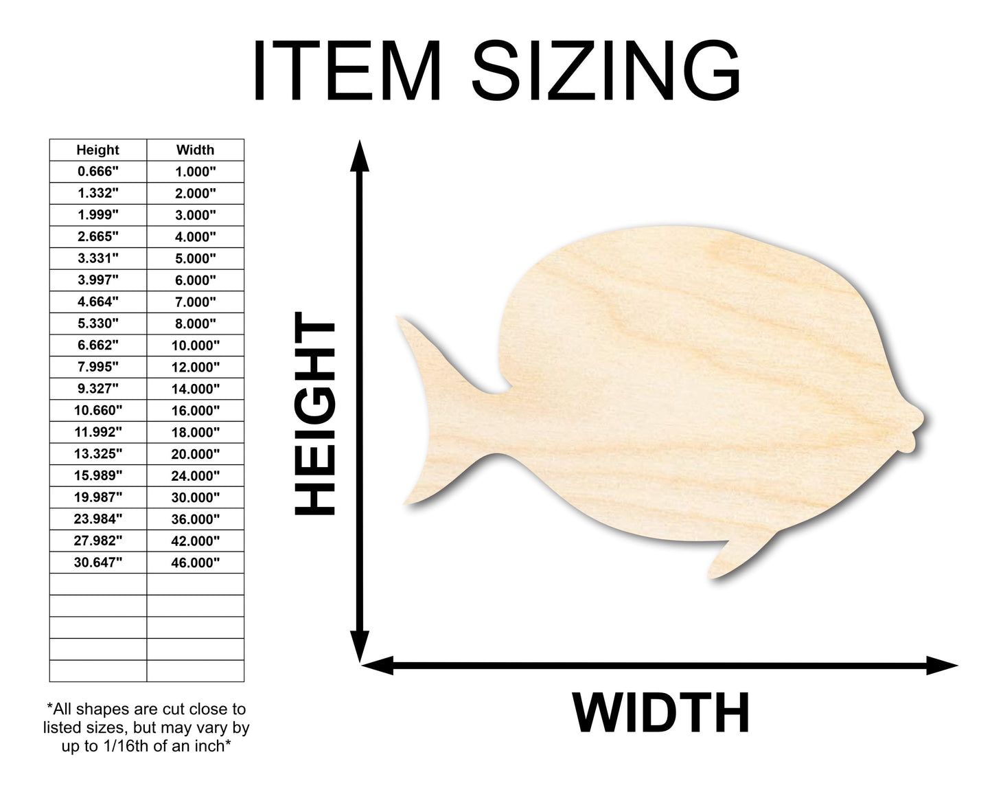 Unfinished Wood Yellow Tang Shape - Craft - up to 46"