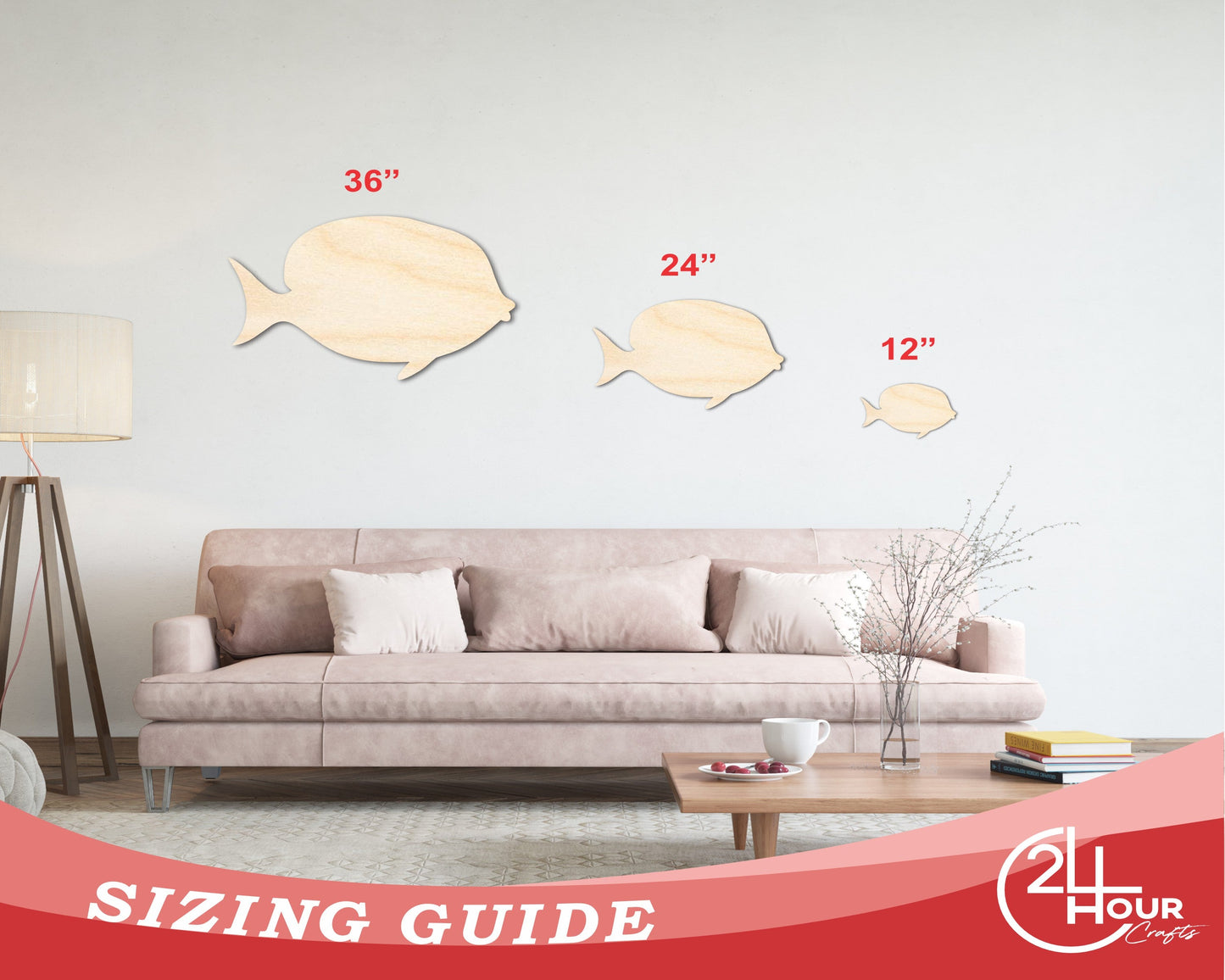 Unfinished Wood Yellow Tang Shape - Craft - up to 46"