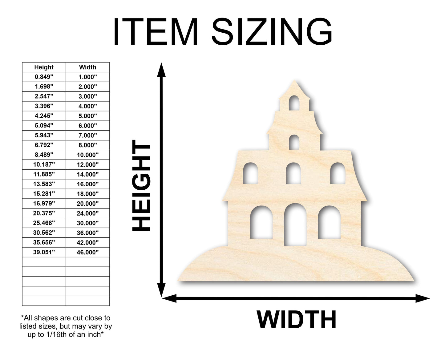 Unfinished Wood Halloween House Shape - Craft - up to 46"