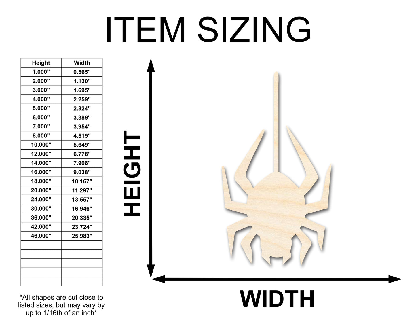 Unfinished Wood Hanging Spider Shape - Craft - up to 46"