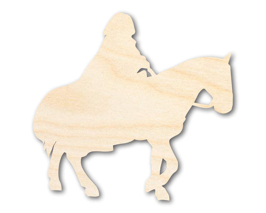 Unfinished Wood Hooded Horse and Rider Shape - Craft - up to 46"