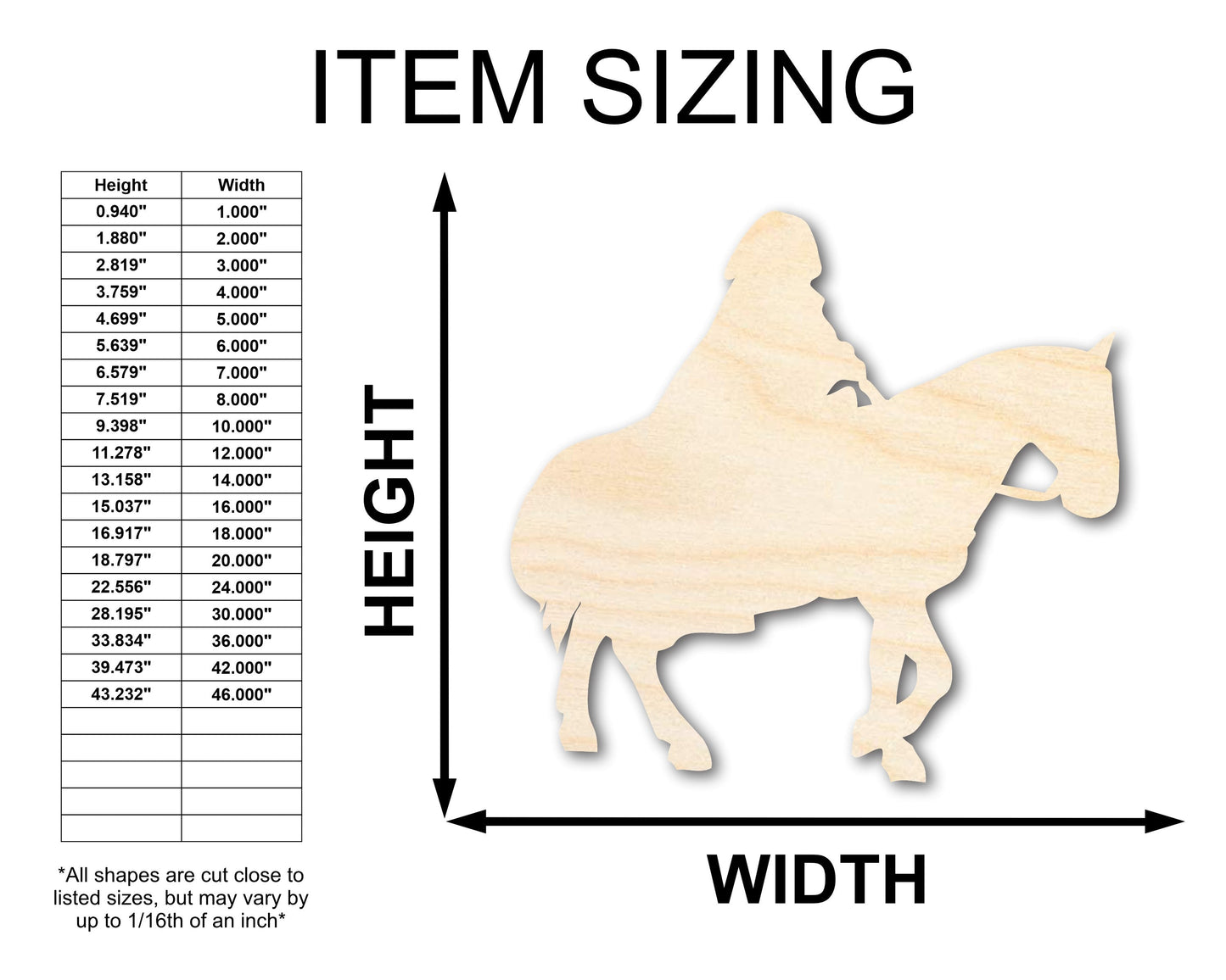 Unfinished Wood Hooded Horse and Rider Shape - Craft - up to 46"