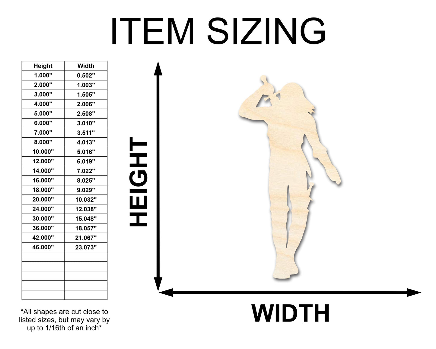 Unfinished Wood Swordsman Shape - Craft - up to 46"