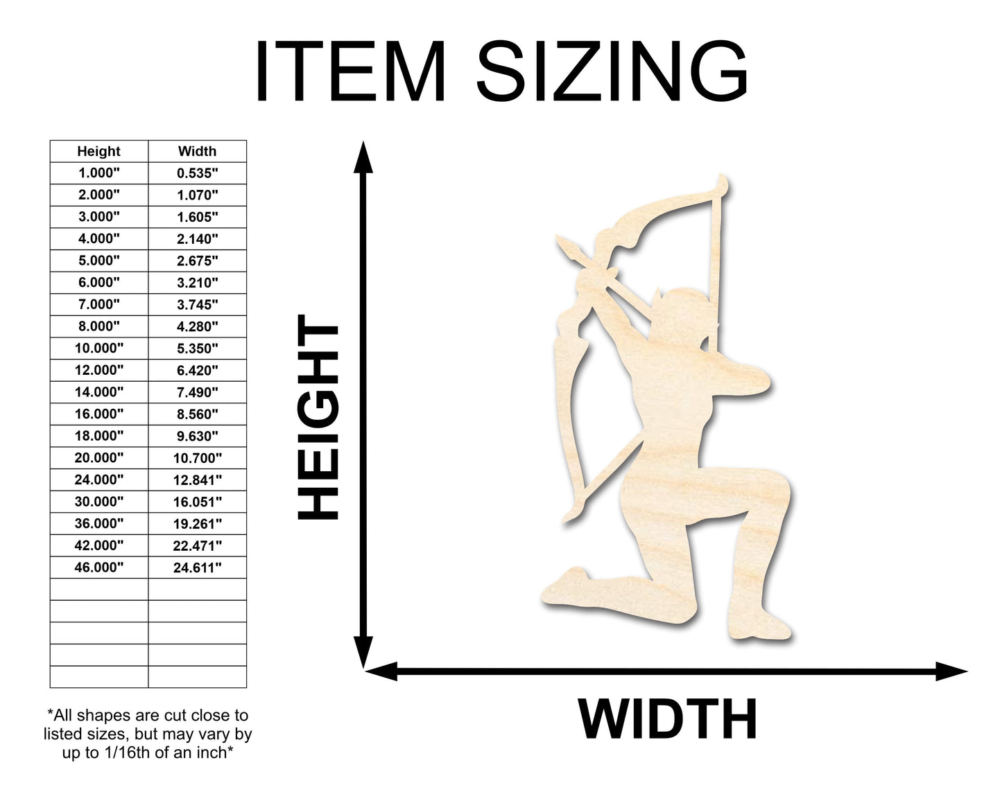 Unfinished Wood Elven Archer Shape - Craft - up to 46"