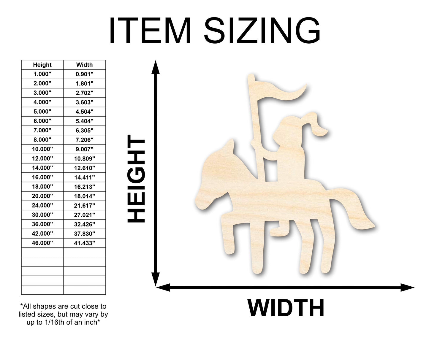 Unfinished Wood Knight Shape - Craft - up to 46"