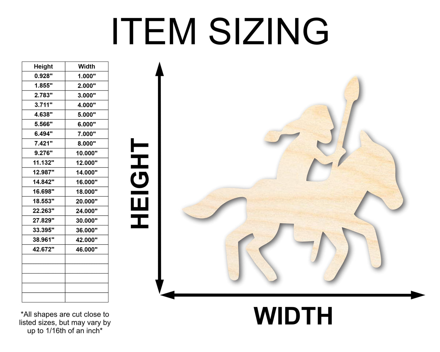 Unfinished Wood Spearman Shape - Craft - up to 46"