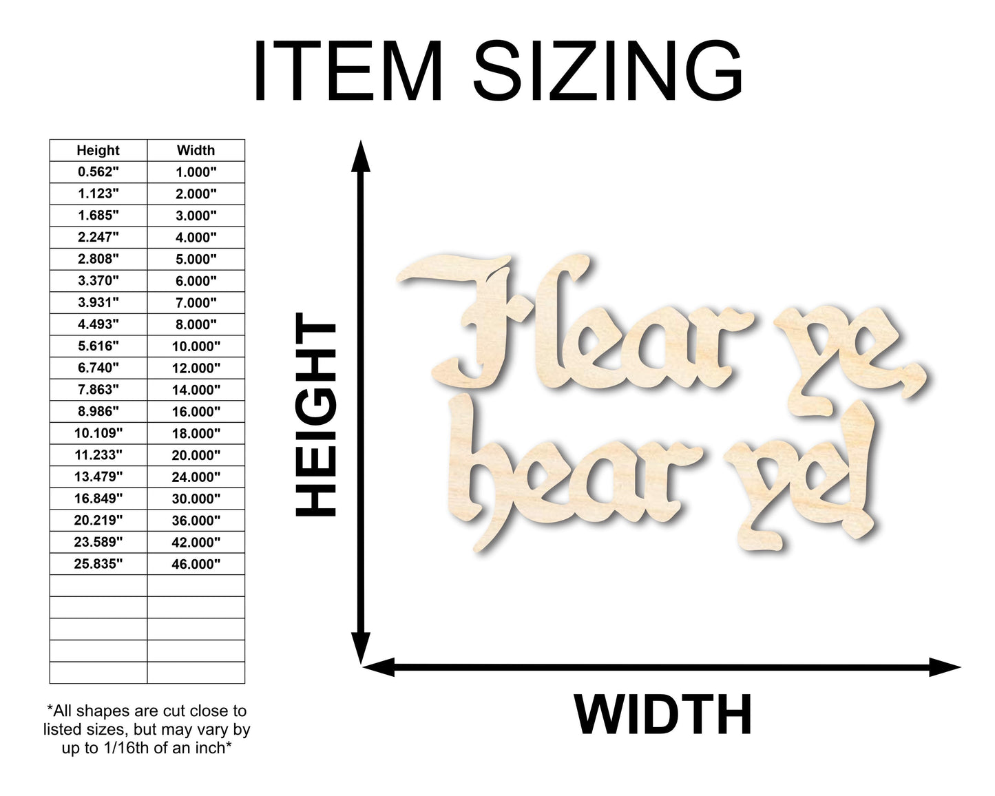 Unfinished Wood Hear ye, hear ye! Shape - Craft - up to 46"