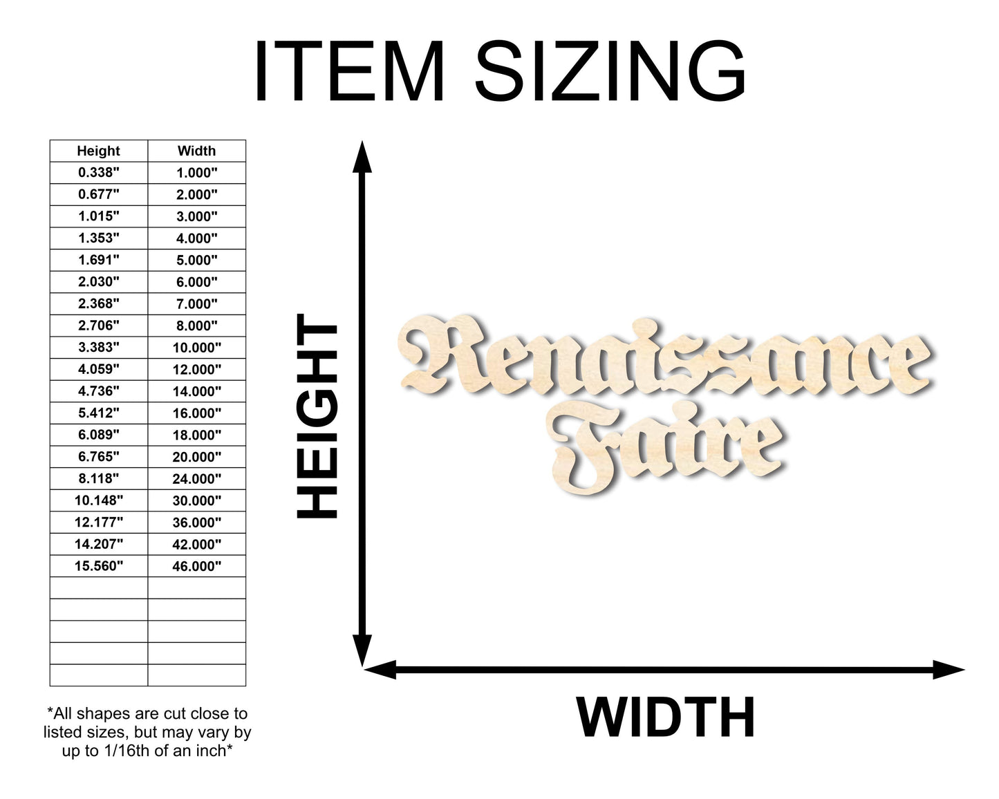 Unfinished Wood Renaissance Faire Shape - Craft - up to 46"