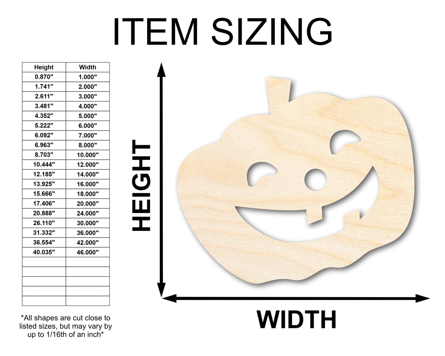 Unfinished Wood Smiling Pumpkin Shape - Craft - up to 46"