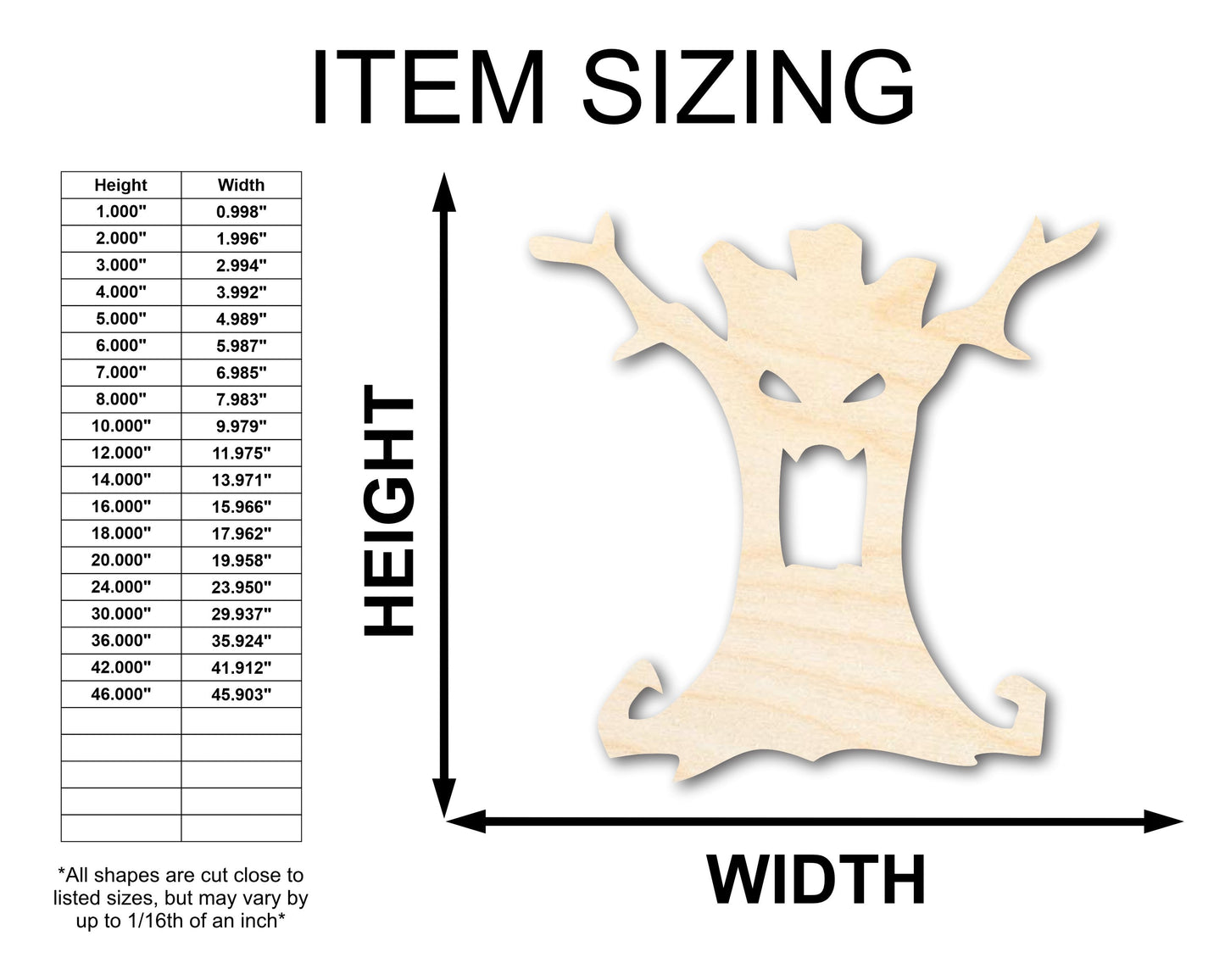 Unfinished Wood Scary Tree Shape - Craft - up to 46"