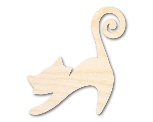 Unfinished Wood Swirly Cat Shape - Craft - up to 46"