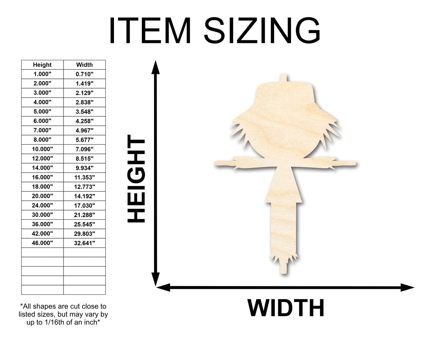 Unfinished Wood Scarecrow Shape - Craft - up to 46"