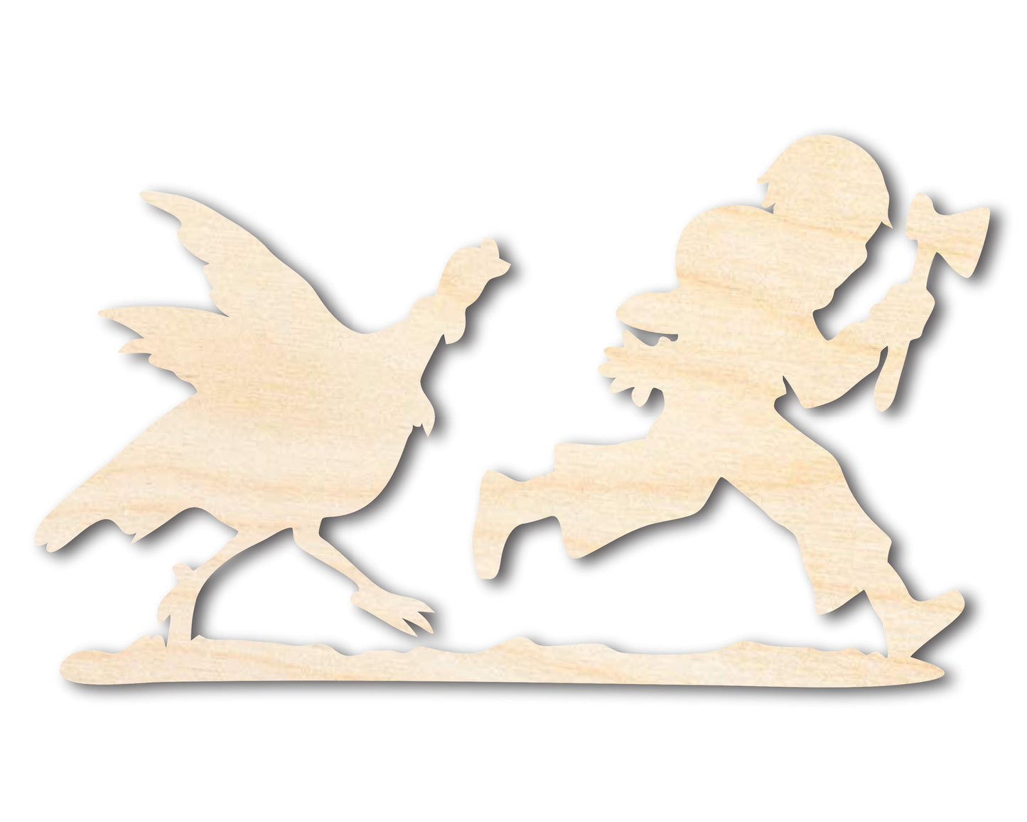 Unfinished Wood Turkey Chase Shape - Craft - up to 46"