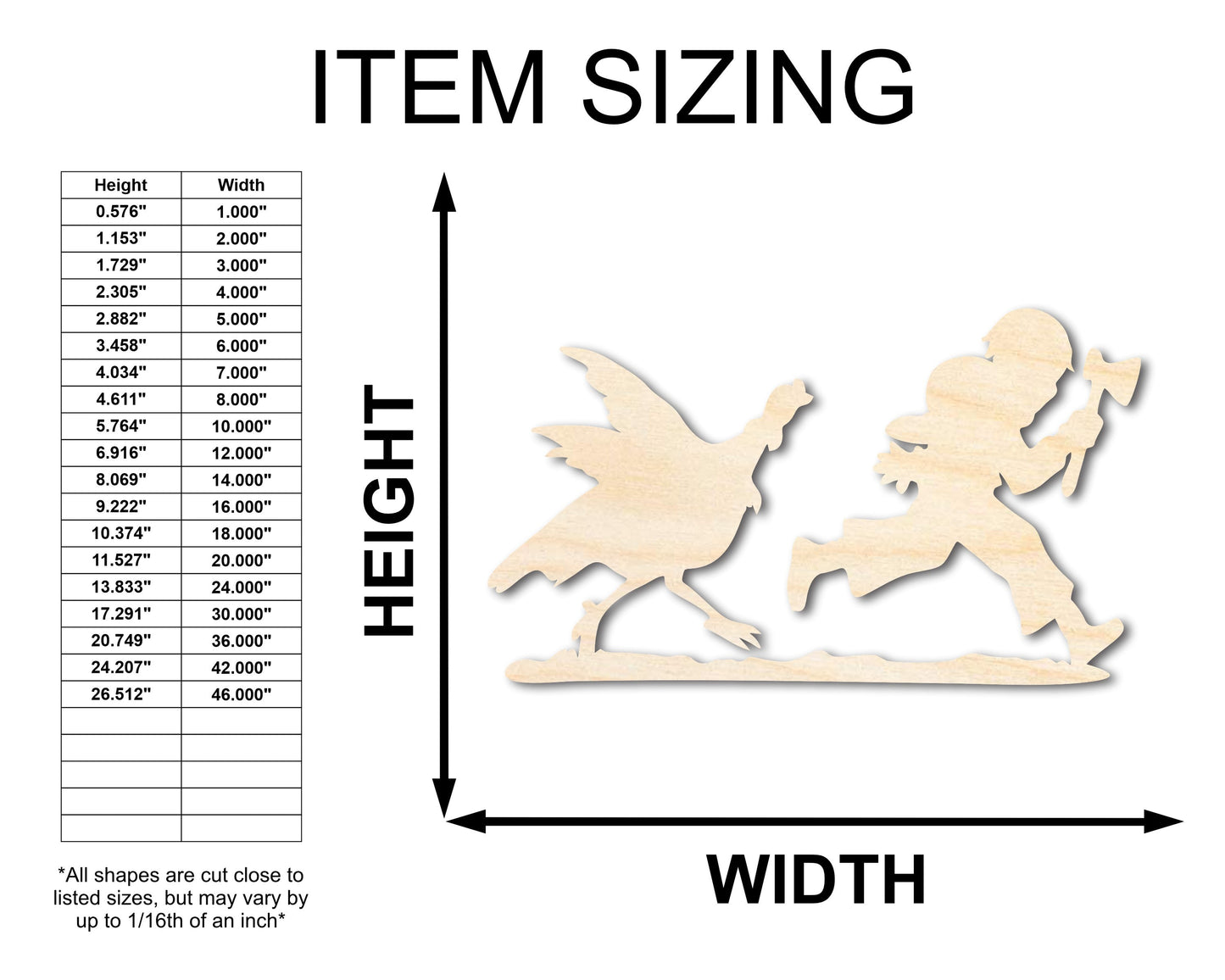 Unfinished Wood Turkey Chase Shape - Craft - up to 46"