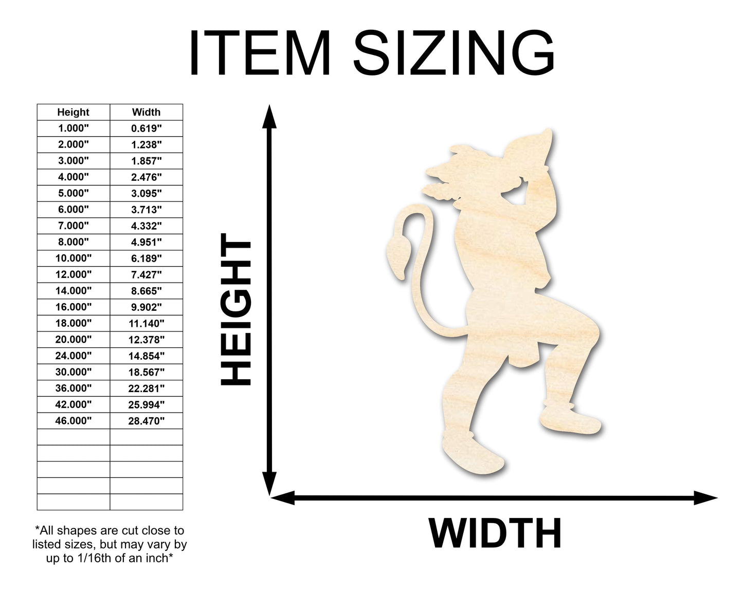 Unfinished Wood Hanuman Shape - Craft - up to 46"