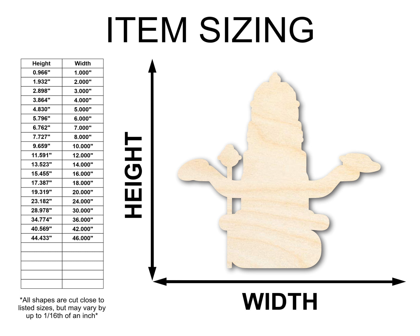 Unfinished Wood Vishnu Shape - Craft - up to 46"