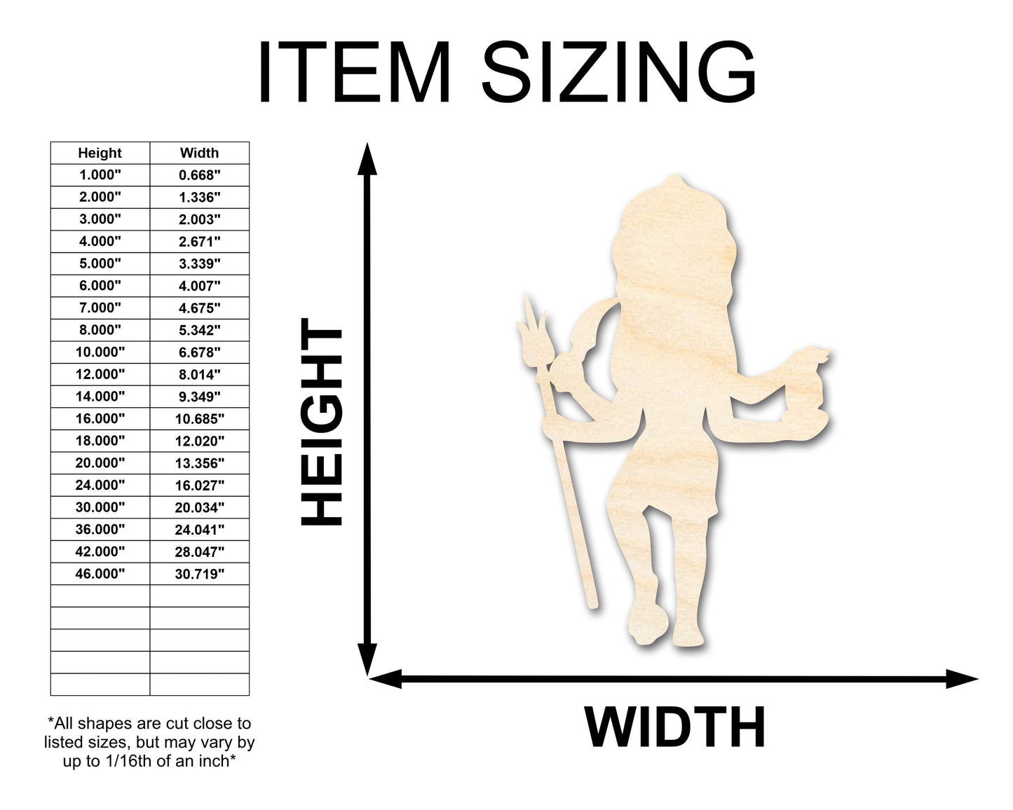 Unfinished Wood Kali Shape - Craft - up to 46"