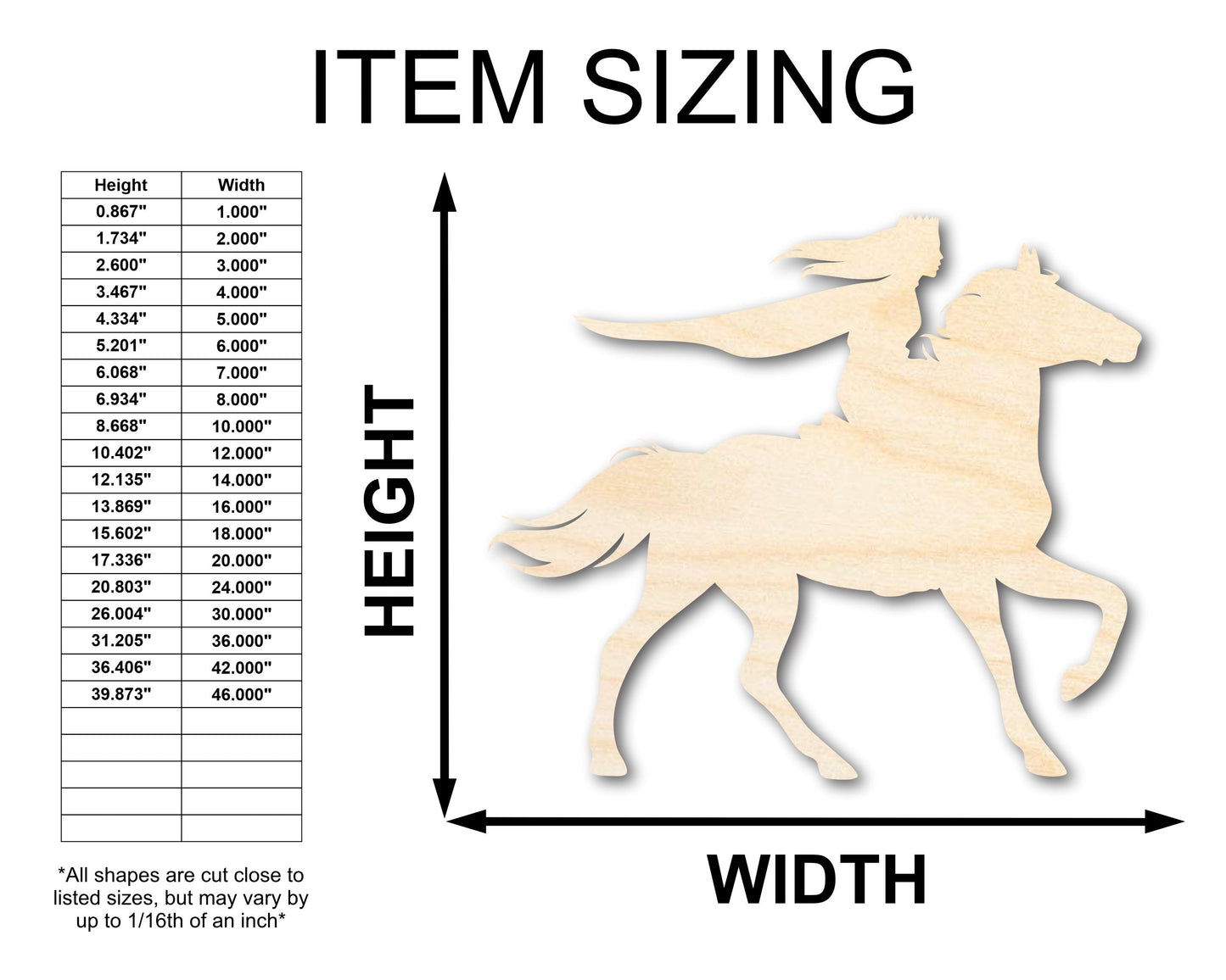 Unfinished Wood Fairytale Horse and Rider Shape - Craft - up to 46"