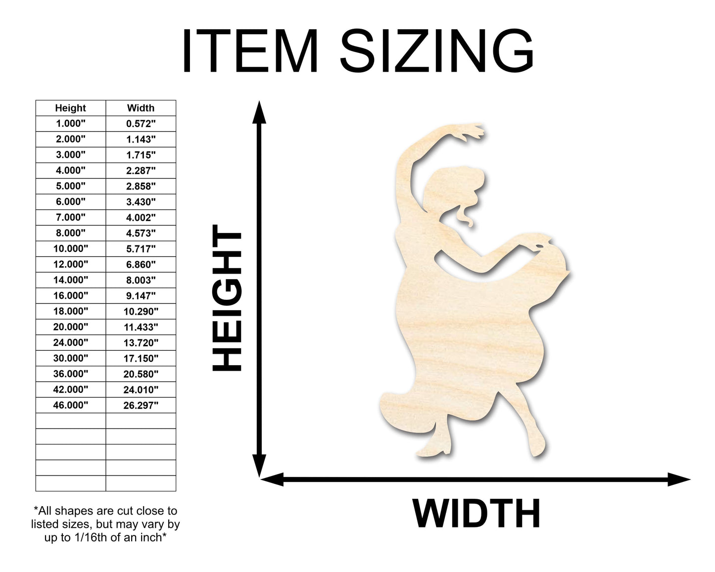 Unfinished Wood Flamenco Dancer Shape - Craft - up to 46"