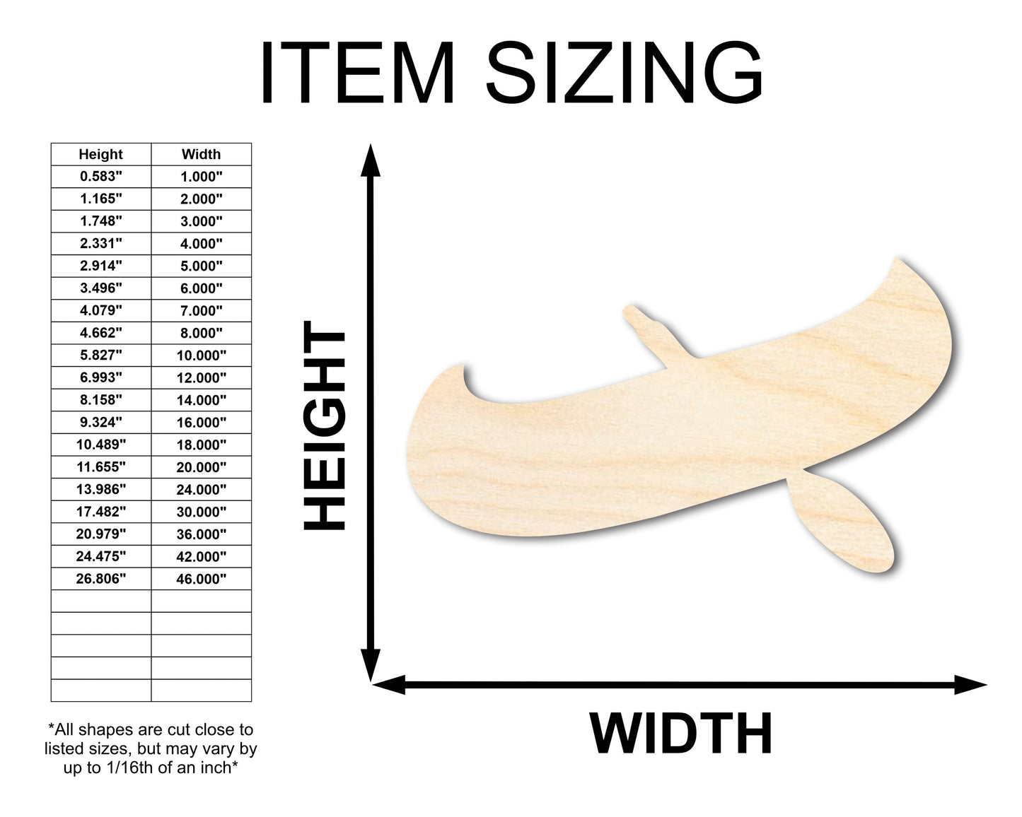 Unfinished Wood Canoe Shape | Native American | Craft Cutout | up to 46" DIY