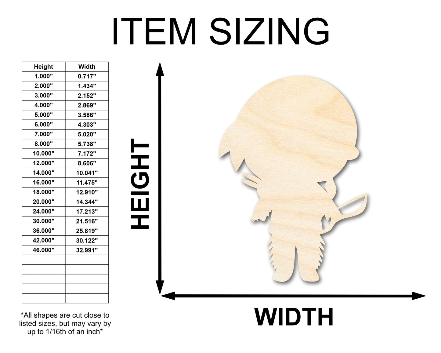 Unfinished Wood Native Boy Shape | Craft Cutout | up to 46" DIY