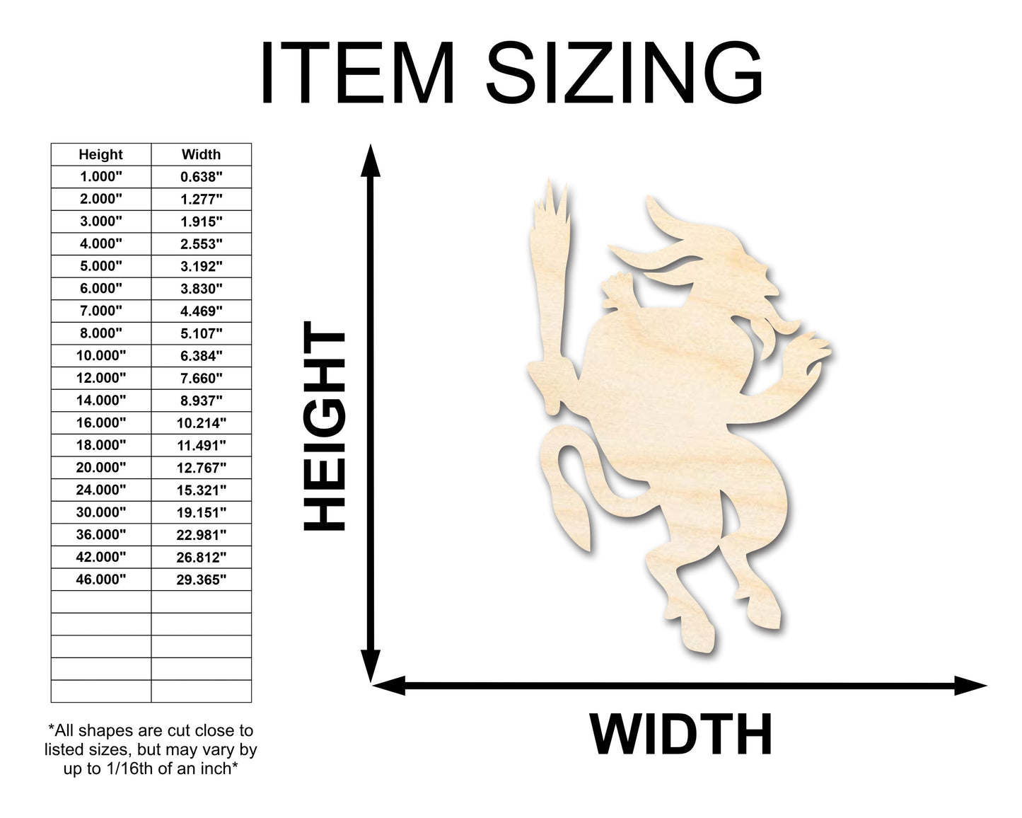 Unfinished Wood Krampus Shape | Craft Cutout | up to 46" DIY