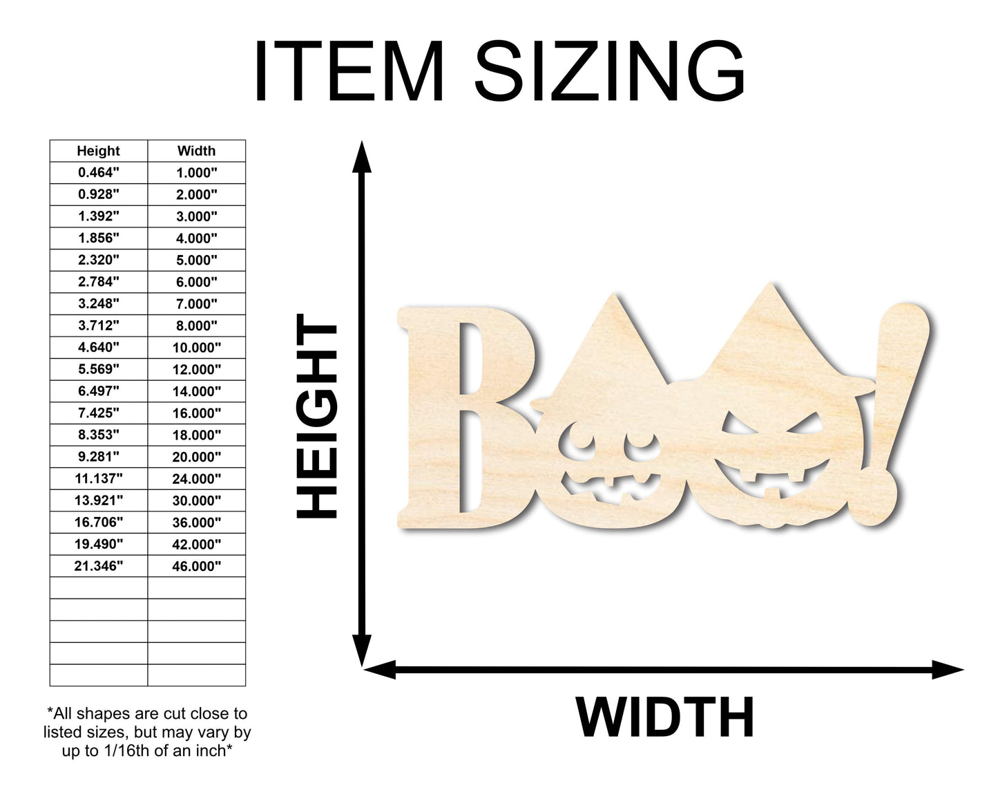 Unfinished Wood Pumpkin Boo Shape | Craft Cutout | up to 46" DIY